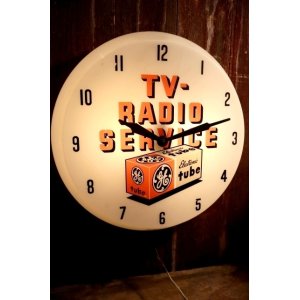 画像: dp-250404-08 GENERAL ELECTRIC 1950's TV - RADIO SERVIVE Lighted Sign Clock