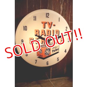 画像: dp-250404-08 GENERAL ELECTRIC 1950's TV - RADIO SERVIVE Lighted Sign Clock