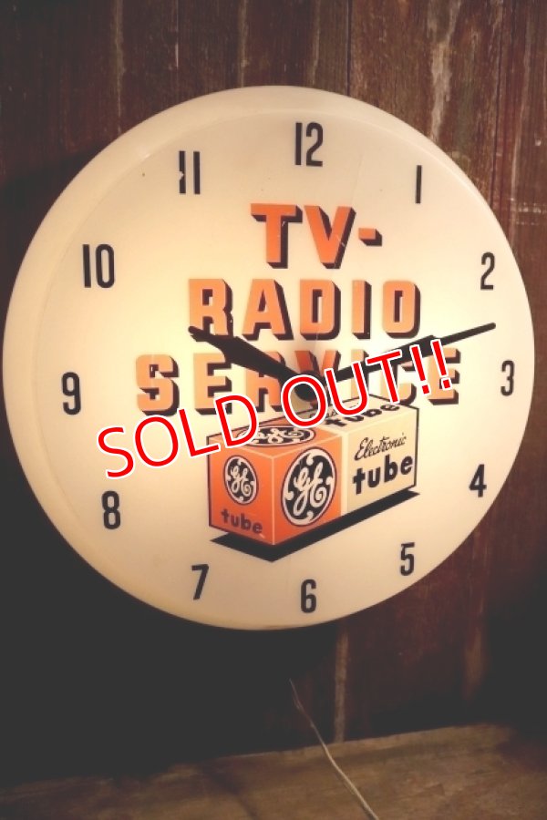 画像1: dp-250404-08 GENERAL ELECTRIC 1950's TV - RADIO SERVIVE Lighted Sign Clock