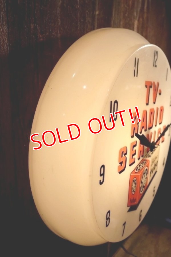 画像4: dp-250404-08 GENERAL ELECTRIC 1950's TV - RADIO SERVIVE Lighted Sign Clock