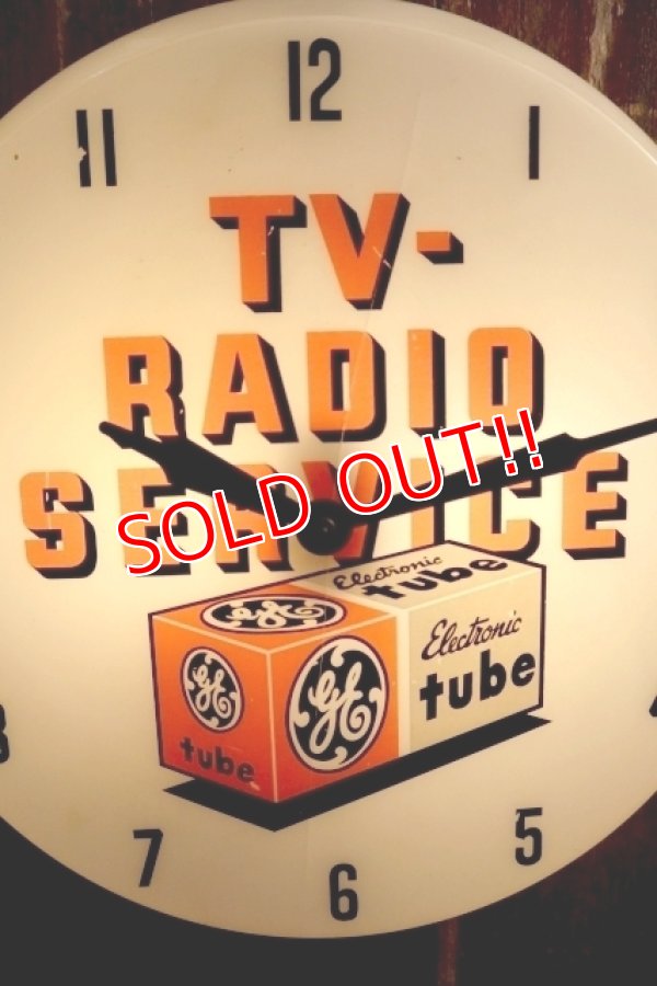 画像2: dp-250404-08 GENERAL ELECTRIC 1950's TV - RADIO SERVIVE Lighted Sign Clock