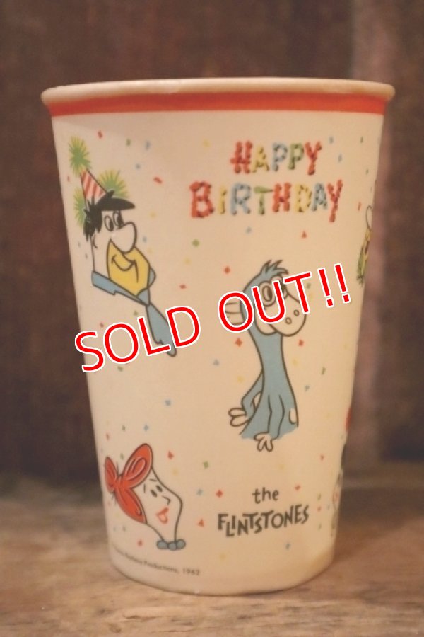 画像1: ct-250404-22 The Flintstones 1960's "HAPPY BIRTHDAY" Wax Cup
