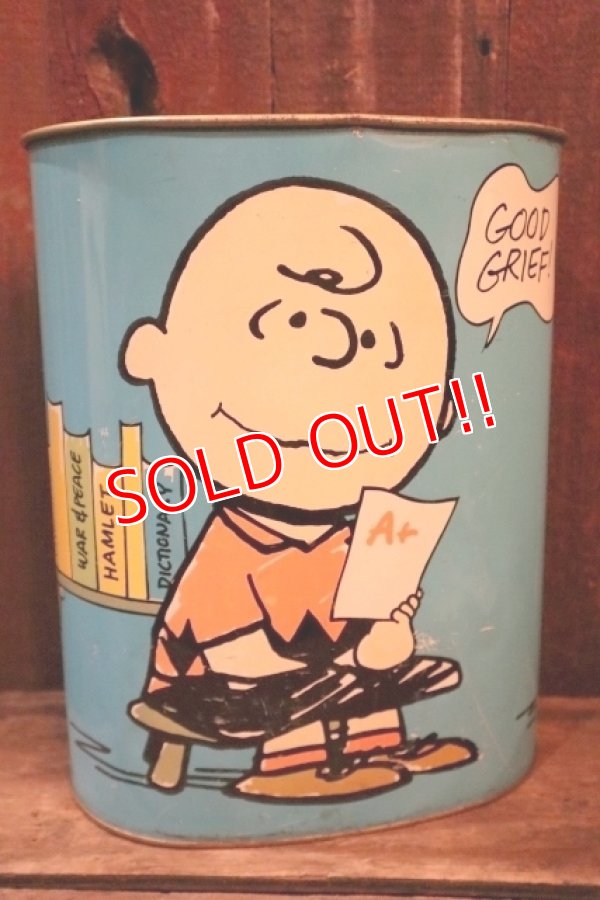 画像1: ct-250205-77 Snoopy & Charlie Brown / CHEINCO 1970's Trash Box