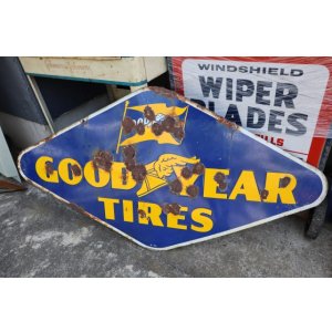 画像: dp-250618-36 GOODYEAR TIRES / 1940's Diamond Shape Double Sided Porcelain Sign