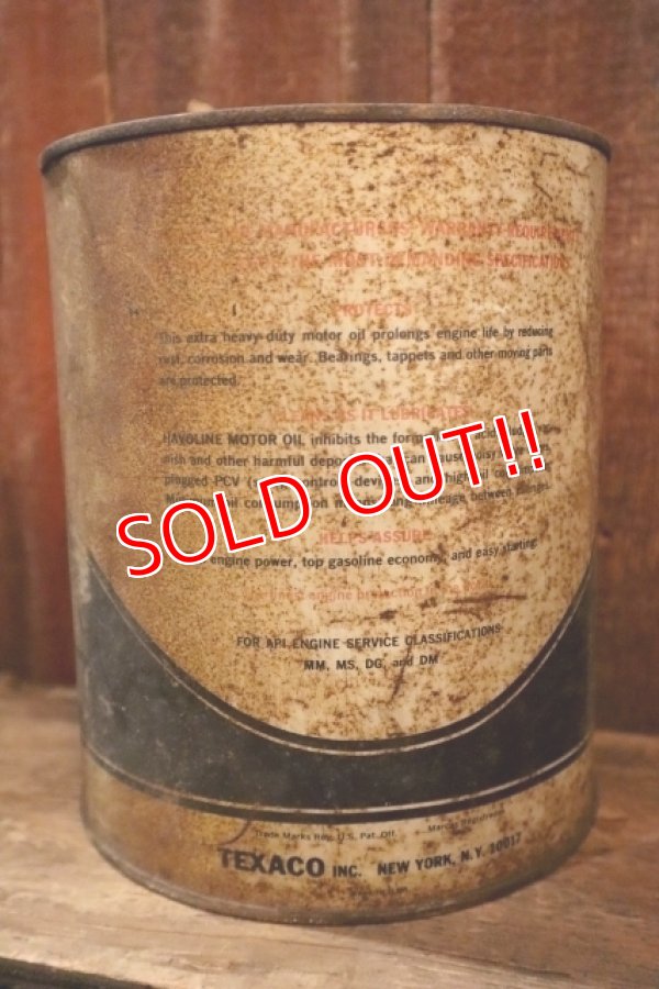 画像3: dp-250618-81 TEXACO 1960's-1970's HAVOLINE MOTOR OIL ONE U.S. GALLON CAN