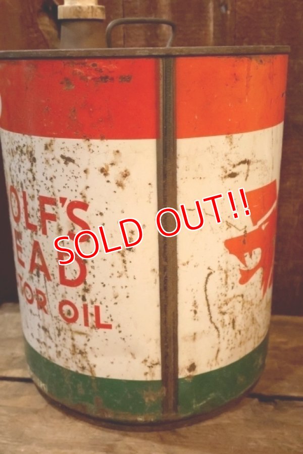画像7: dp-250618-72 WOLF'S HEAD 1970's 5 U.S. GALLONS MOTOR OIL CAN