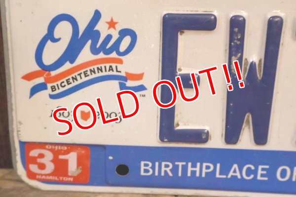 画像2: dp-250320-21 License Plate OHIO BICENTENNIAL "EW79NL"