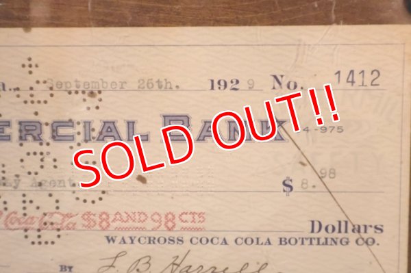 画像3: dk-093 Coca-Cola 1929 Commercial Bank Check