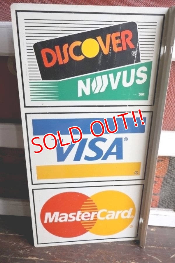 画像1: dp-250205-36 DISCOVER・VISA ・Master Card 1990's W-sided Metal Sign
