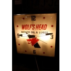 画像: dp-250618-19 WOLF'S HEAD MOTOR OIL & LUBES 1960's PAM CLOCK