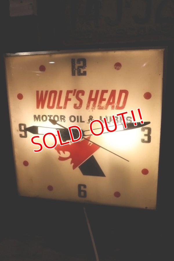 画像1: dp-250618-19 WOLF'S HEAD MOTOR OIL & LUBES 1960's PAM CLOCK