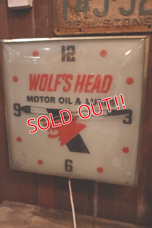 画像8: dp-250618-19 WOLF'S HEAD MOTOR OIL & LUBES 1960's PAM CLOCK