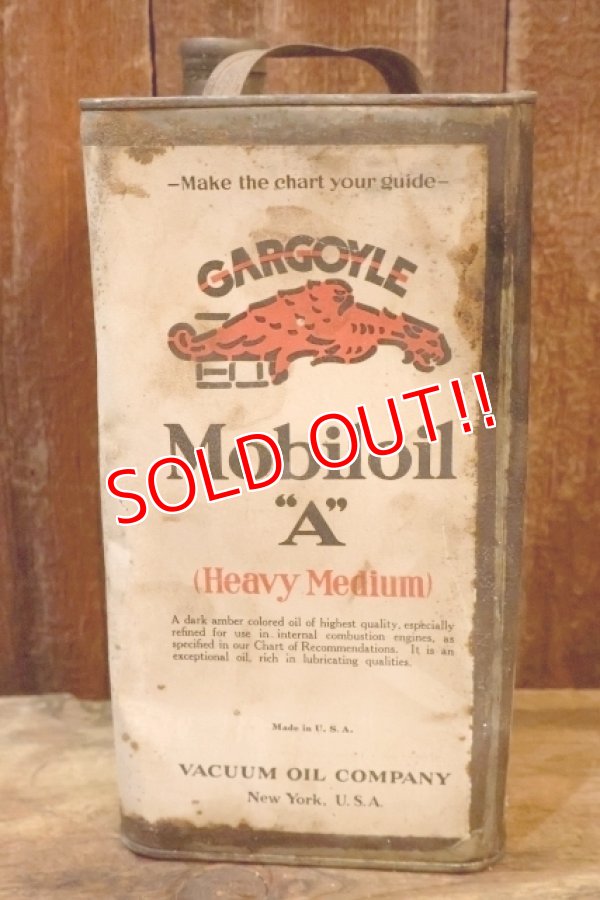 画像1: dp-251008-01 VACUUM OIL COMPANY Mobiloil GARGOYLE 1920's 1 U.S. GALLON CAN