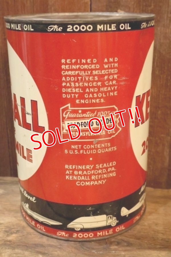 画像7: dp-251008-67 KENDALL 1940's-1950's The 2000 MILE OIL 5 U.S. QUARTS CAN