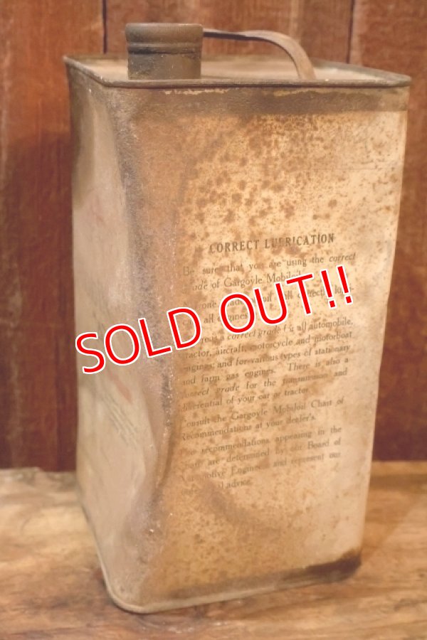 画像7: dp-251008-01 VACUUM OIL COMPANY Mobiloil GARGOYLE 1920's 1 U.S. GALLON CAN