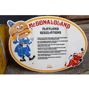 画像: ct-251008-07 McDonald's / Setmakers, Inc. 1980 "McDONALDLAND PLAYLAND REGULATIONS" Porcelain Sign