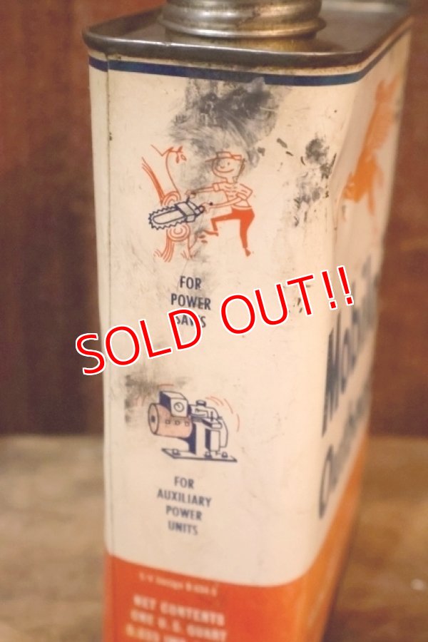 画像5: dp-251008-59 Mobiloil 1940's-1950's Outboard 1 U.S. Quart Oil Can