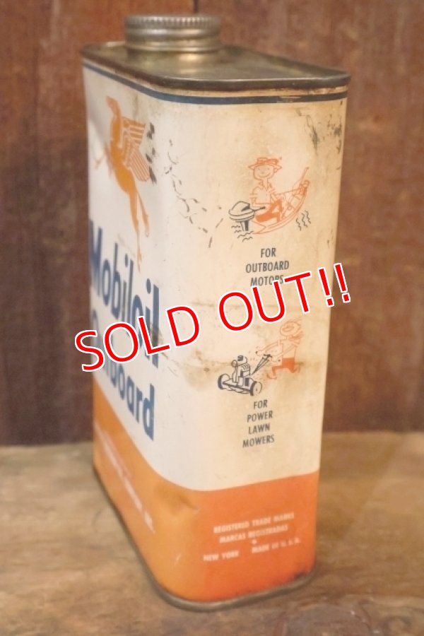 画像3: dp-251008-59 Mobiloil 1940's-1950's Outboard 1 U.S. Quart Oil Can
