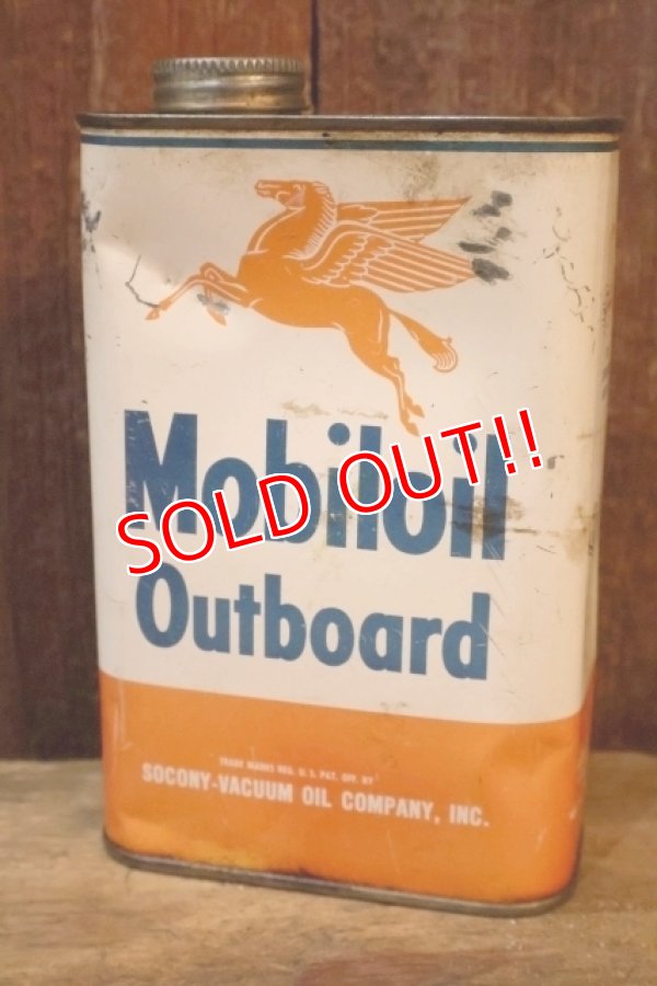 画像1: dp-251008-59 Mobiloil 1940's-1950's Outboard 1 U.S. Quart Oil Can