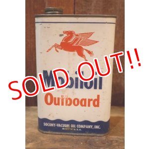 画像: dp-251008-87 Mobiloil 1940's-1950's Outboard 1 U.S. Quart Oil Can