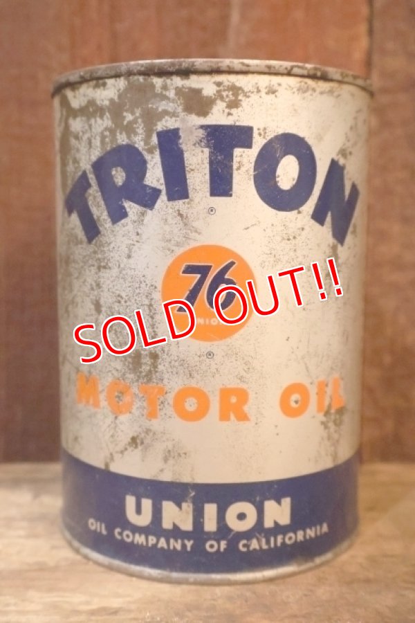 画像1: dp-251008-79 UNION 76 TRITON 1950's 1 U.S. Quart Motor Oil Can