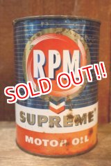 画像: dp-251008-87 RPM 1960's SUPREME MOTOR OIL ONE QUART CAN