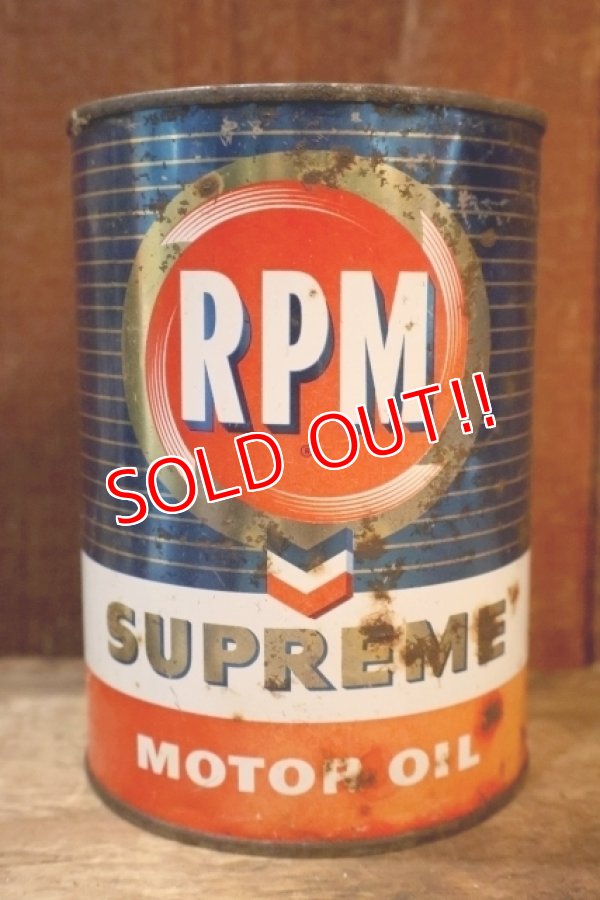 画像1: dp-251008-87 RPM 1960's SUPREME MOTOR OIL ONE QUART CAN