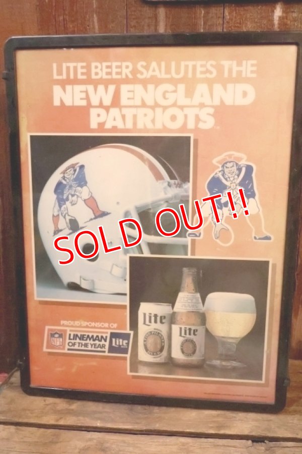 画像1: dp-251008-11 New England Patriots × Lite Beer 1980's-1990's Plastic Sign