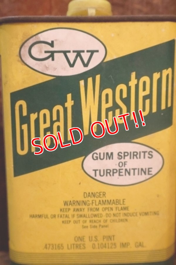 画像2: dp-251008-87 GREAT WESTERN GUM SPIRUTS OF TURPENTINE 1 PINT CAN