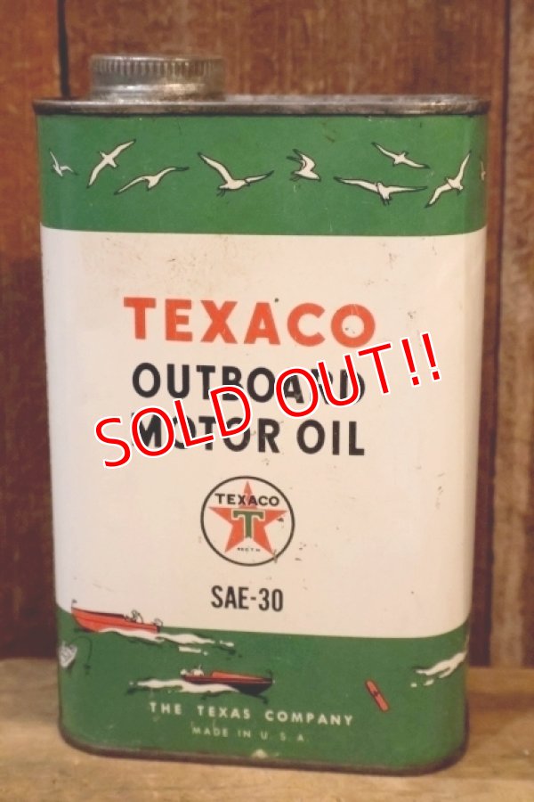画像1: dp-251201-10 TEXACO 1950's OUTBOARD MOTOR OIL ONE U.S. QUART CAN