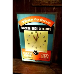 画像: dp-251201-01 CAT'S PAW CAT-TEX / 1950's Advertising Lighted Clock