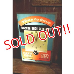 画像: dp-251201-01 CAT'S PAW CAT-TEX / 1950's Advertising Lighted Clock