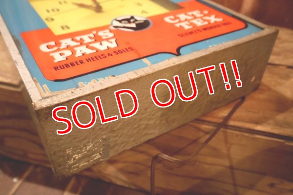 画像15: dp-251201-01 CAT'S PAW CAT-TEX / 1950's Advertising Lighted Clock