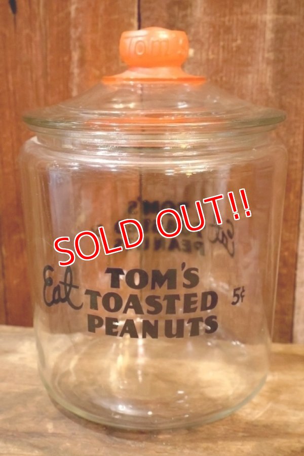 画像1: dp-251008-30 TOM'S TOASTED PEANUTS 1940's GLASS JAR