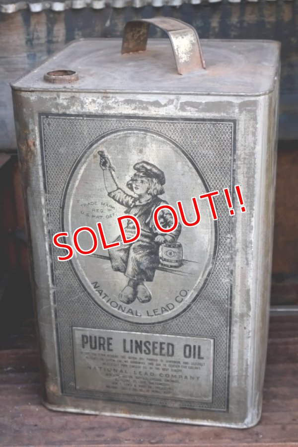 画像1: dp-260204-59 NATIONAL LEAD COMPANY 1920's-1930's PURE LINSEED OIL 38 POUNDS CAN