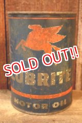 画像: dp-260204-88 Mobil LUBRITE / 1950's-1960's MOTOR OIL ONE U.S. QUART CAN