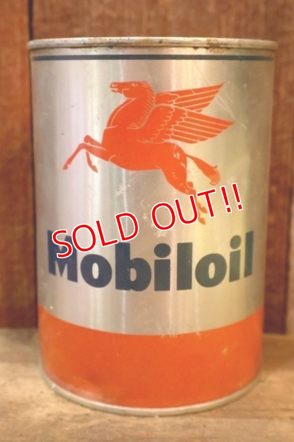 画像1: dp-260204-87 Mobil Mobiloil 1950's-1960's ONE U.S. QUART CAN
