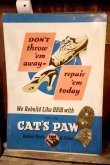 画像1: dp-260204-06 CAT'S PAW Rubber Heels 1940's Advertising Metal Sign