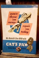 画像: dp-260204-06 CAT'S PAW Rubber Heels 1940's Advertising Metal Sign