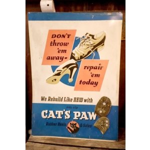 画像: dp-260204-06 CAT'S PAW Rubber Heels 1940's Advertising Metal Sign