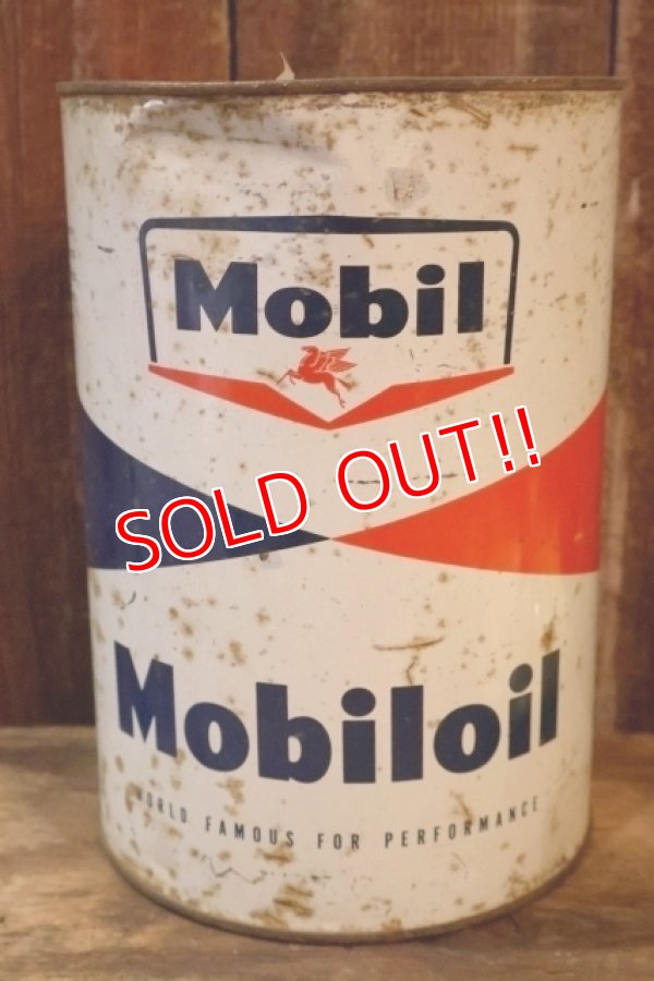画像3: dp-260204-70 Mobil Mobiloil 1950's-1960's 5 U.S. QUARTS CAN