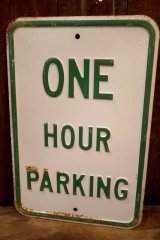 画像: dp-260204-08 ONE HOUR PARKING STEEL EMBOSSED STREET ROAD SIGN