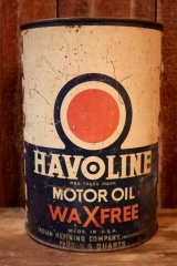 画像: dp-260204-68 INDIAN REFINING COMPANY HAVOLINE MOTOR OIL "WAXFREE" 1940's FIVE U.S. QUARTS CAN