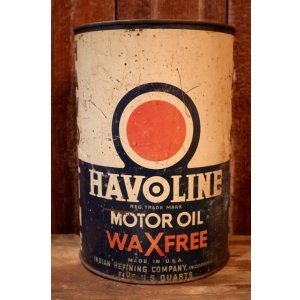 画像: dp-260204-68 INDIAN REFINING COMPANY HAVOLINE MOTOR OIL "WAXFREE" 1940's FIVE U.S. QUARTS CAN