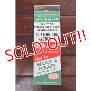 画像: dp-260204-120 WOLF'S HEAD MOTOR OIL 1950's Matchbook