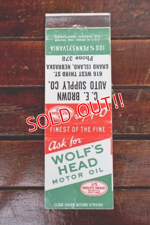 画像1: dp-260204-120 WOLF'S HEAD MOTOR OIL 1950's Matchbook