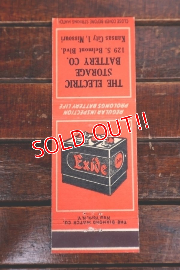 画像1: dp-260204-120 Exide Car Battery 1940's Matchbook