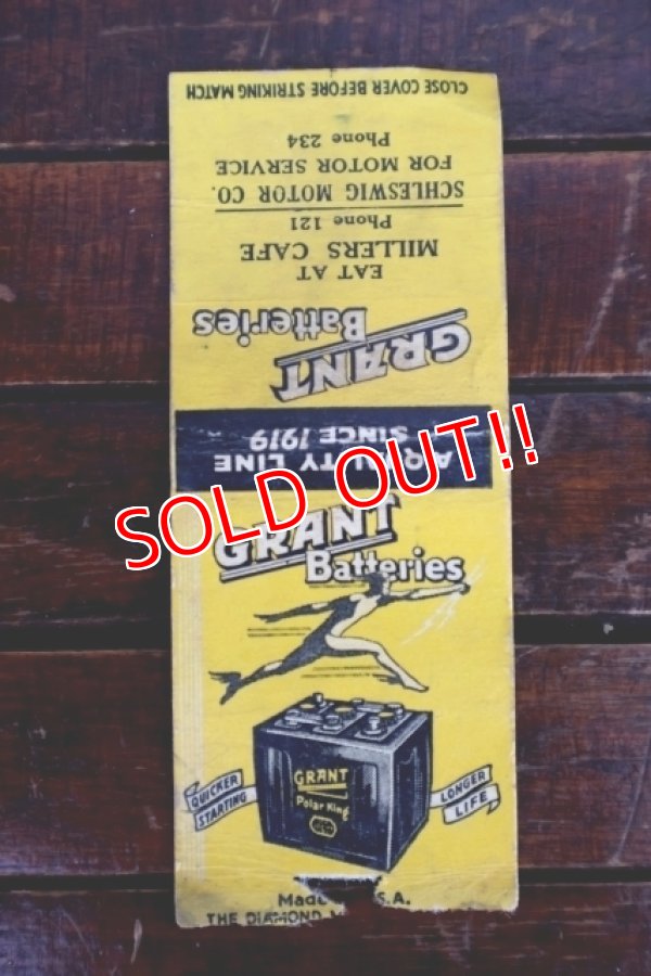 画像1: dp-260204-120 GRANT Batteries 1940's Matchbook