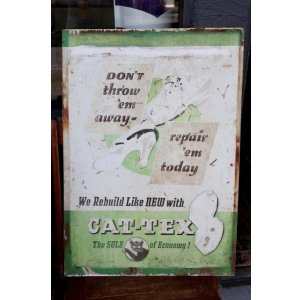 画像: dp-260401-02 CAT'S PAW CAT’S-TEX Rubber Heels 1940's Advertising Metal Sign