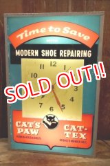 画像: dp-260401-01 CAT'S PAW CAT-TEX / 1950's Advertising Lighted Clock